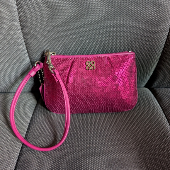 Coach Handbags - Rare Coach Fuchsia Sequin Wristlet